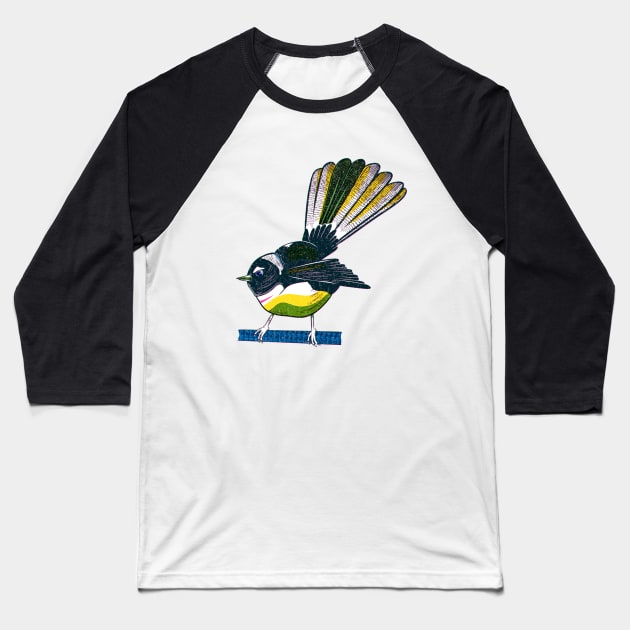 Fantail riso style print Baseball T-Shirt by mailboxdisco